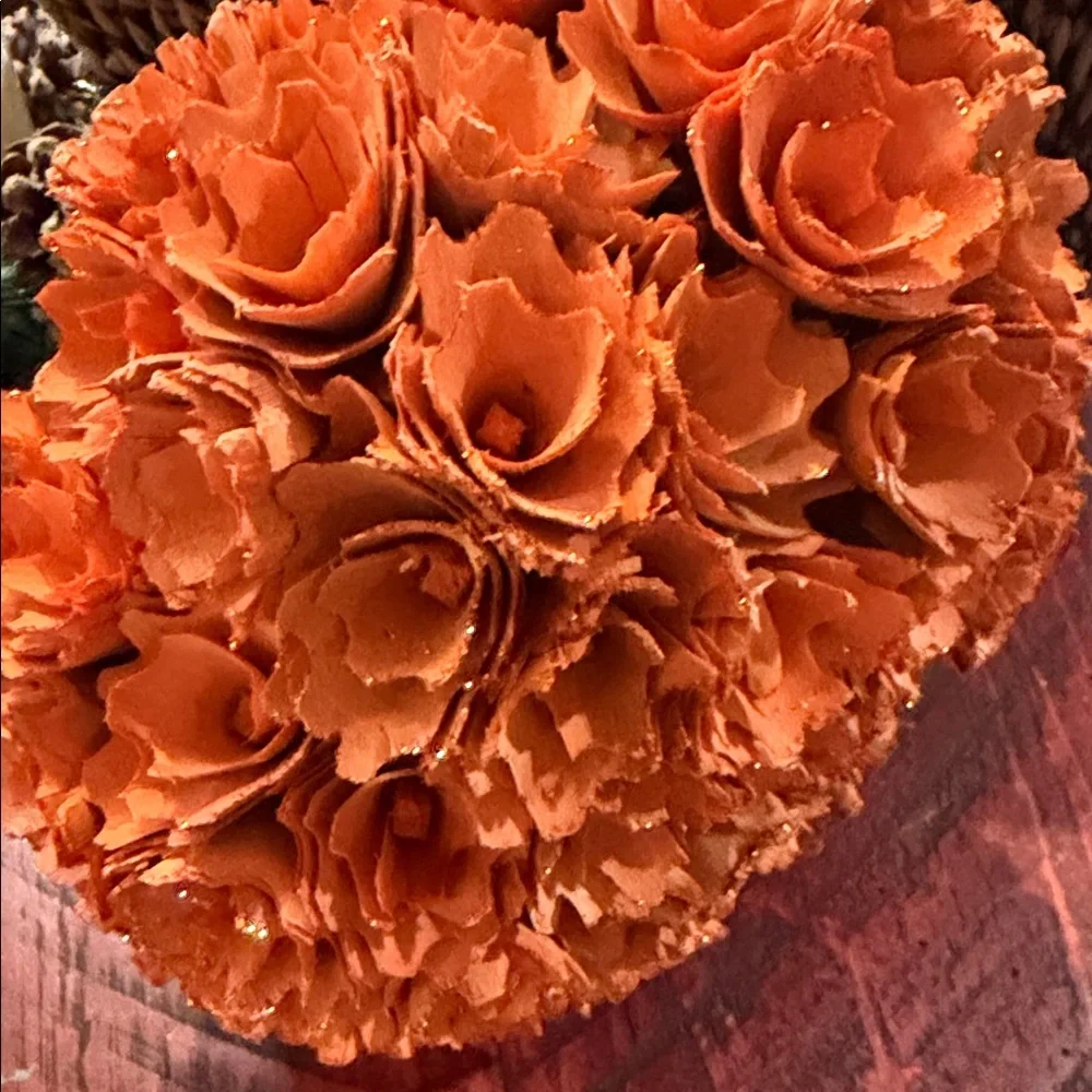 Orange Floral Pumpkin Home Accent